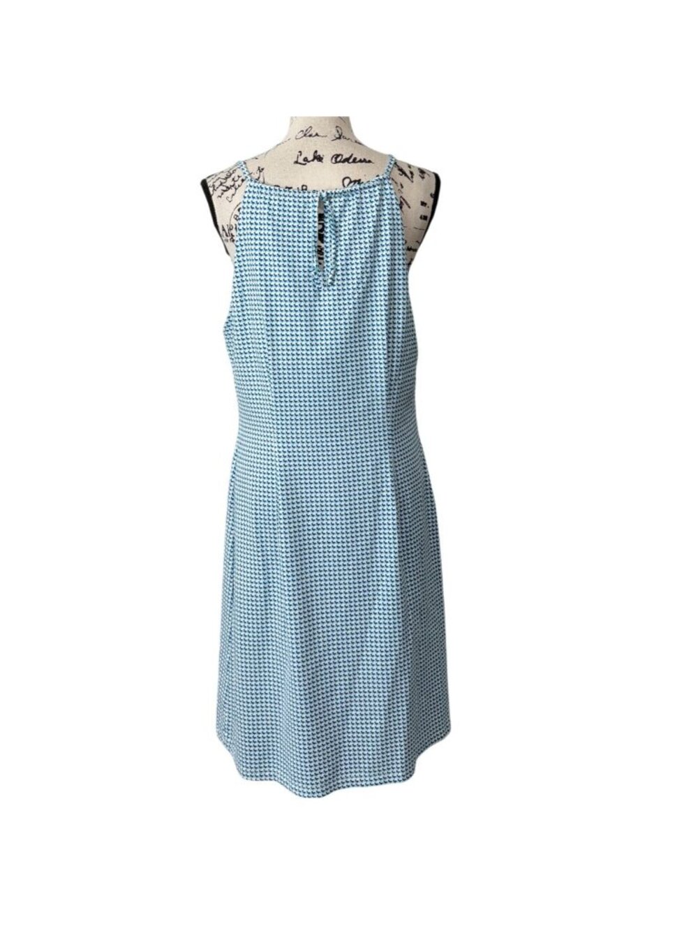J. McLaughlin Womens Size L Dress Sleeveless Blue White Houndstooth - Picture 3 of 8